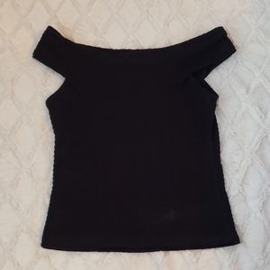 Black off shoulder shirt!